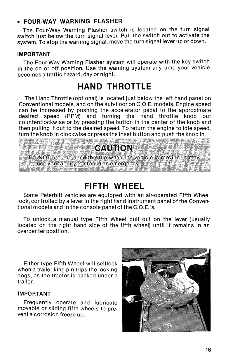 1977 Peterbilt 282/289/300/348/352/352H/353/359/387 Gebruikershandleiding | Engels