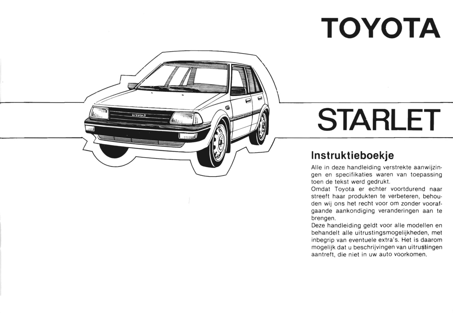 1985-1986 Toyota Starlet Gebruikershandleiding | Nederlands