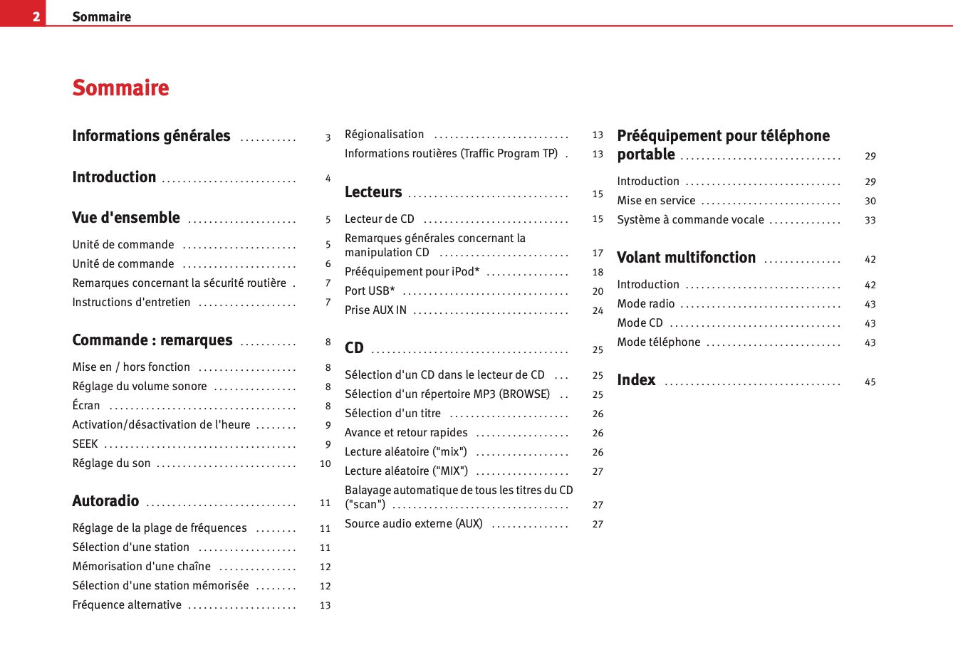 Seat Exeo Radio Adagio Guide d'instructions