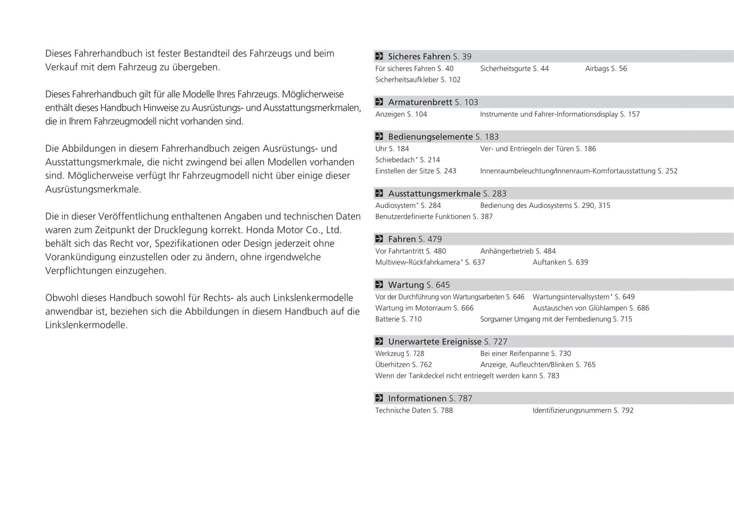 2017-2022 Honda Civic Manuel du propriétaire | Allemand