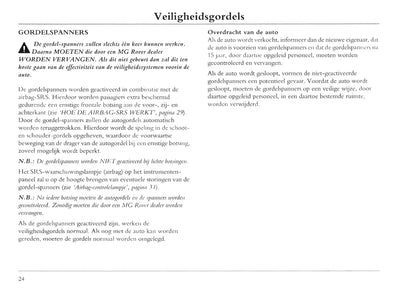 2001-2004 MG ZT Gebruikershandleiding | Nederlands