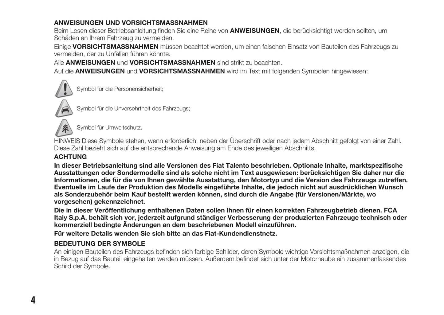 2016-2022 Fiat Talento Manuel du propriétaire | Allemand