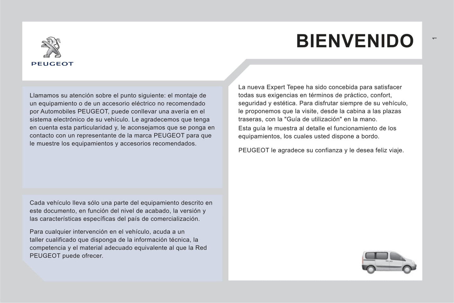 2011-2012 Peugeot Expert Tepee Bedienungsanleitung | Spanisch