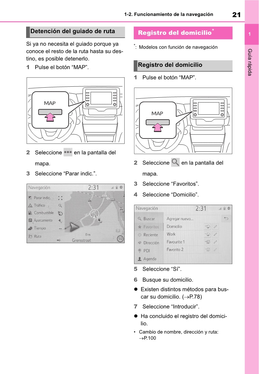 Toyota Yaris Cross Navigation / Multimedia Manual de Instrucciones 2021 - 2023