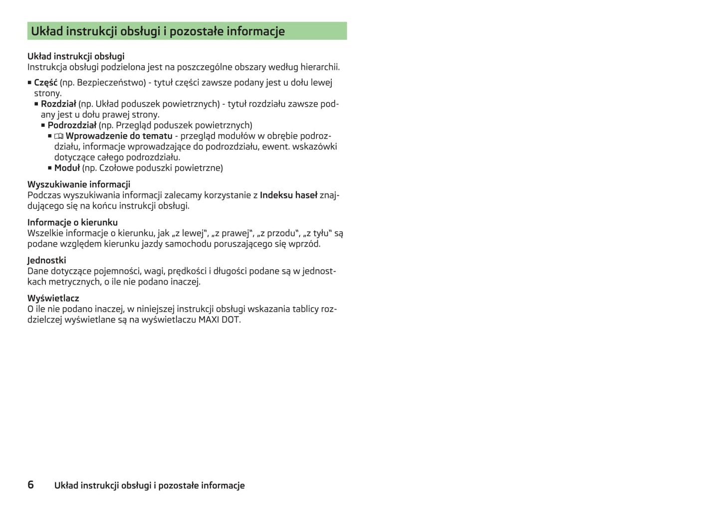 2015-2016 Skoda Superb Owner's Manual | Polish