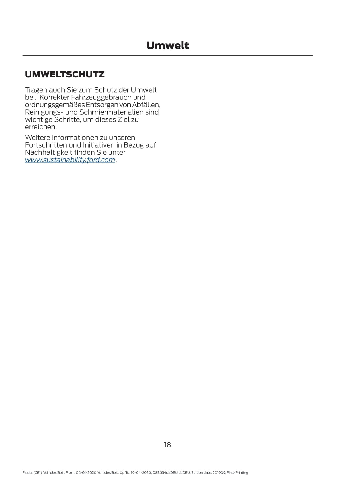 2020 Ford Fiesta Owner's Manual | German