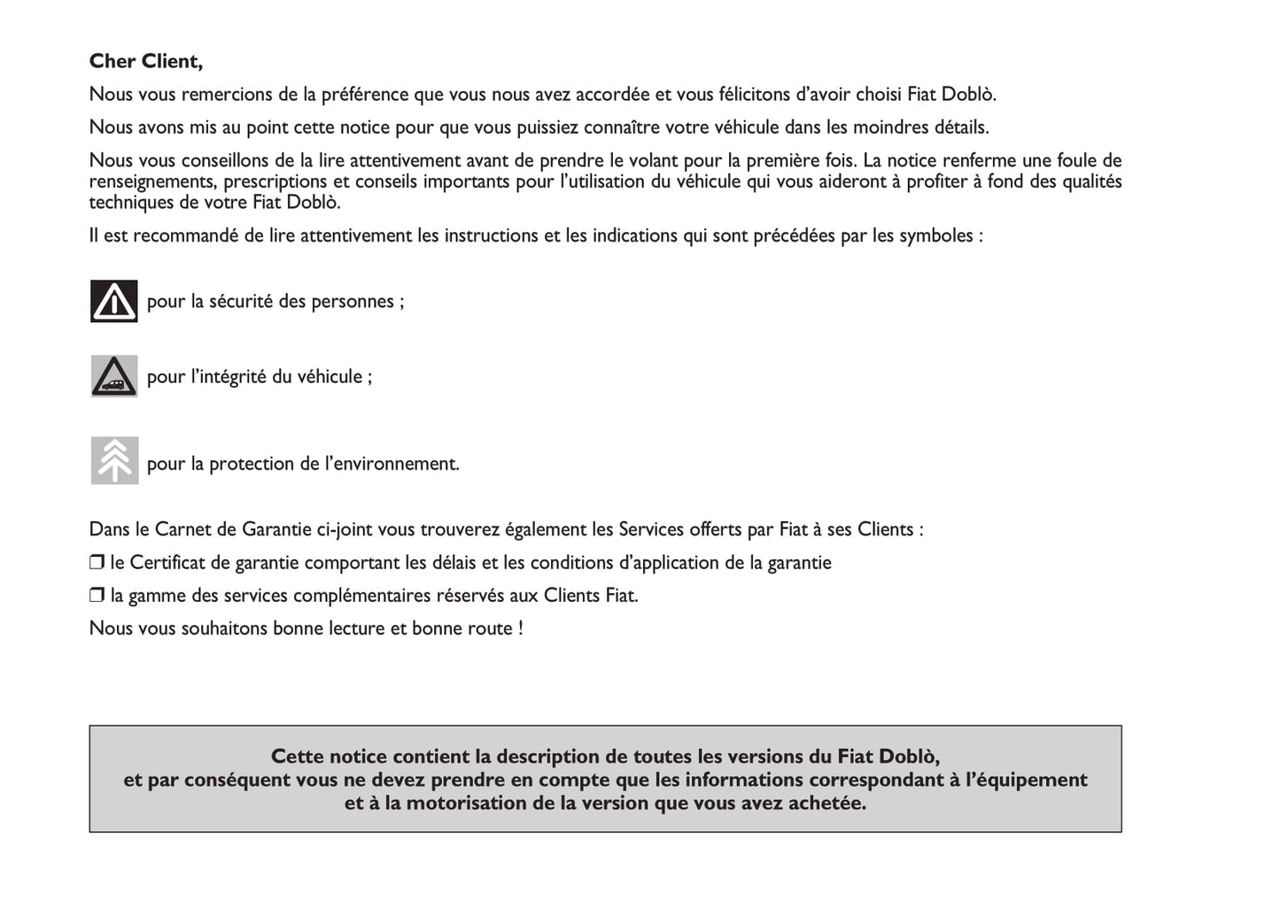 2012-2015 Fiat Doblò Combinato Manuel du propriétaire | Français