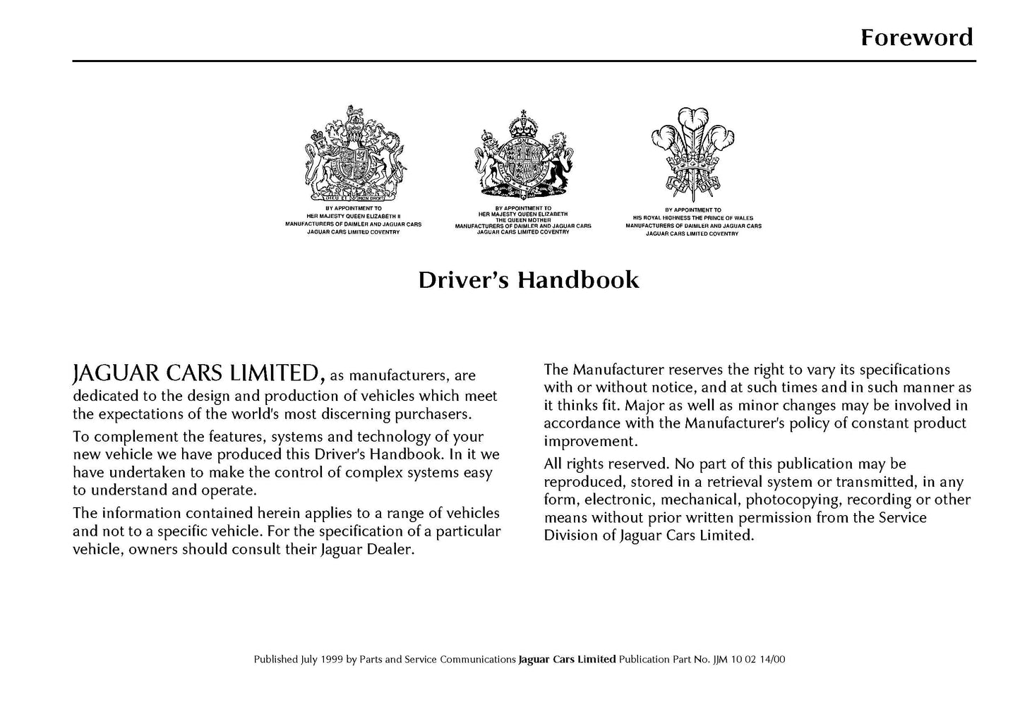 2000-2001 Jaguar XK Gebruikershandleiding | Engels