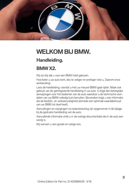 2018 BMW X2 Gebruikershandleiding | Nederlands