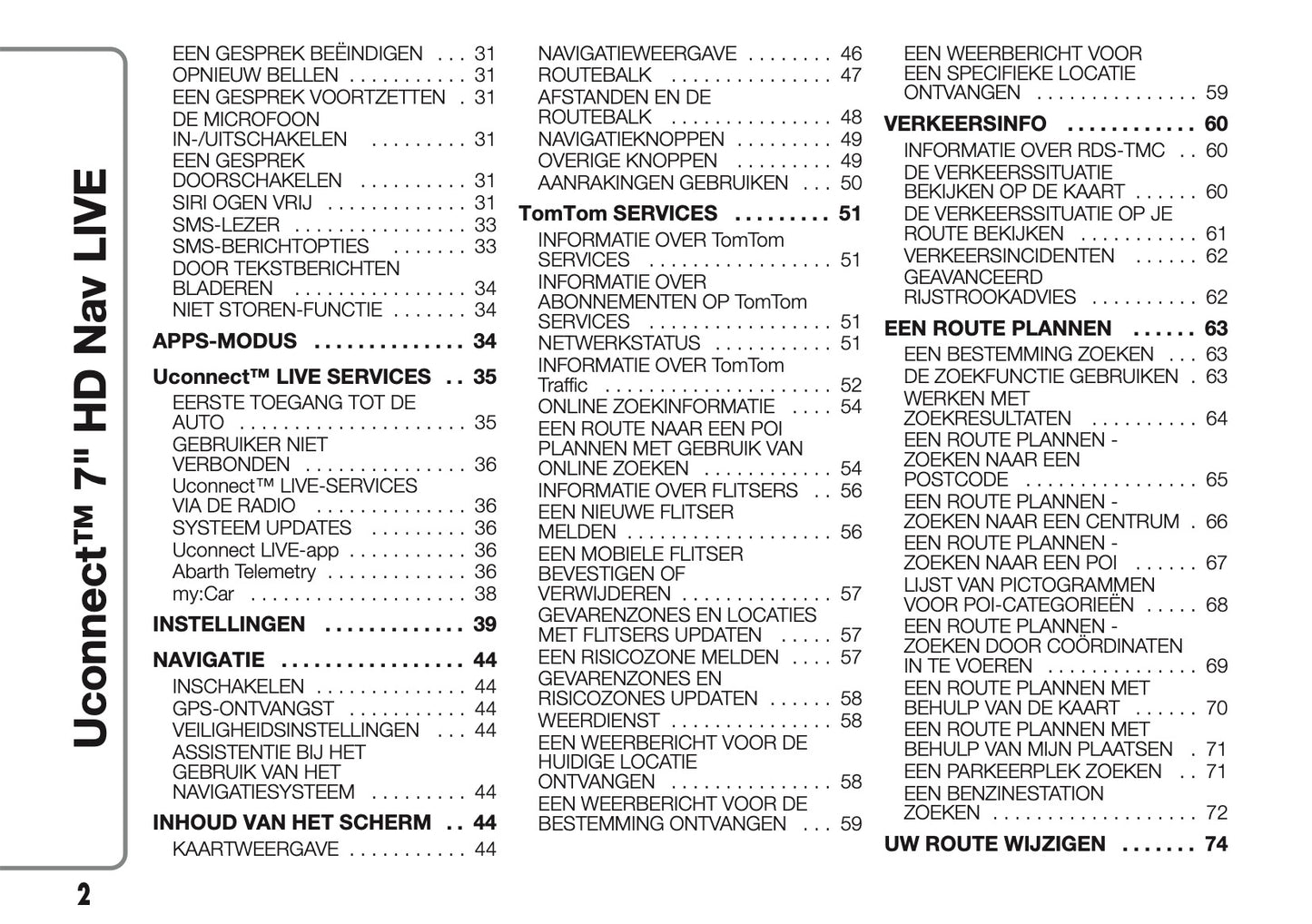 2016-2018 Abarth 500/595/695 Uconnect 7.0 Nav Manual | Dutch