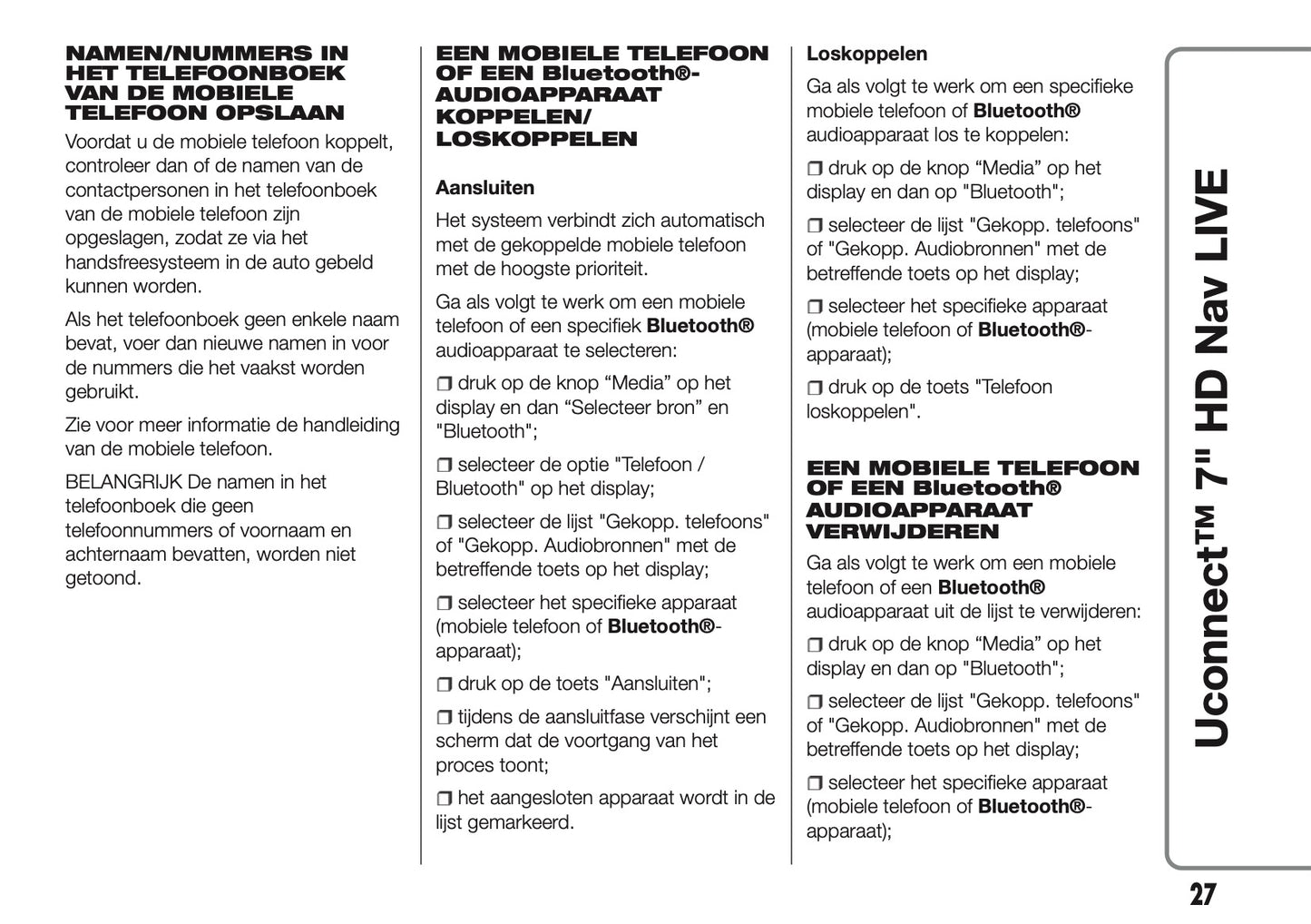 2016-2018 Abarth 500/595/695 Uconnect 7.0 Nav Manual | Dutch