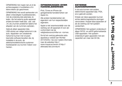 2016-2018 Abarth 500/595/695 Uconnect 7.0 Nav Manual | Dutch