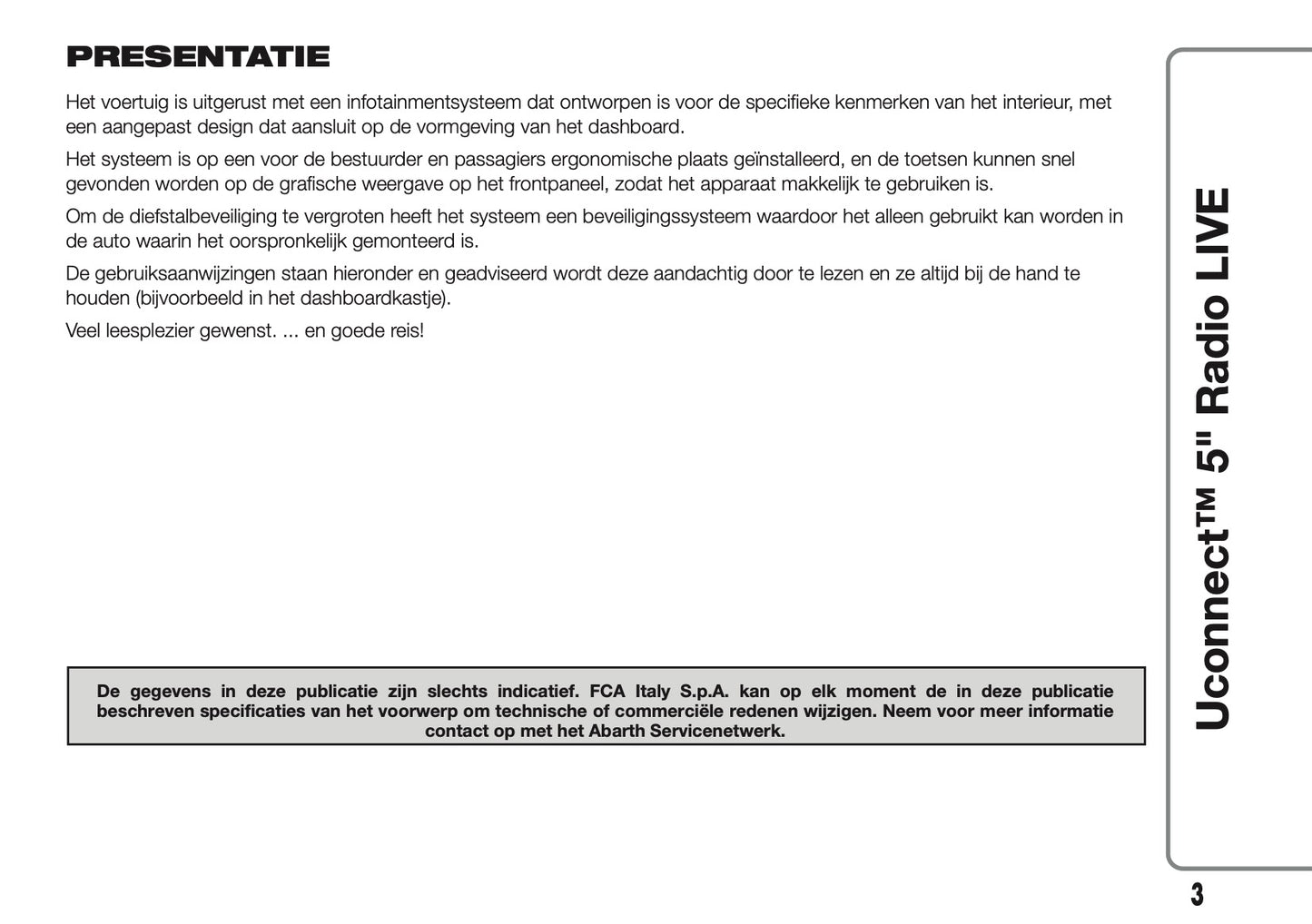 2017-2018 Abarth 500/595/695 Uconnect 5.0 Radio Handleiding | Nederlands