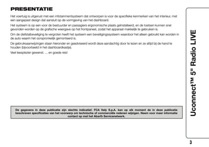 2017-2018 Abarth 500/595/695 Uconnect 5.0 Radio Handleiding | Nederlands