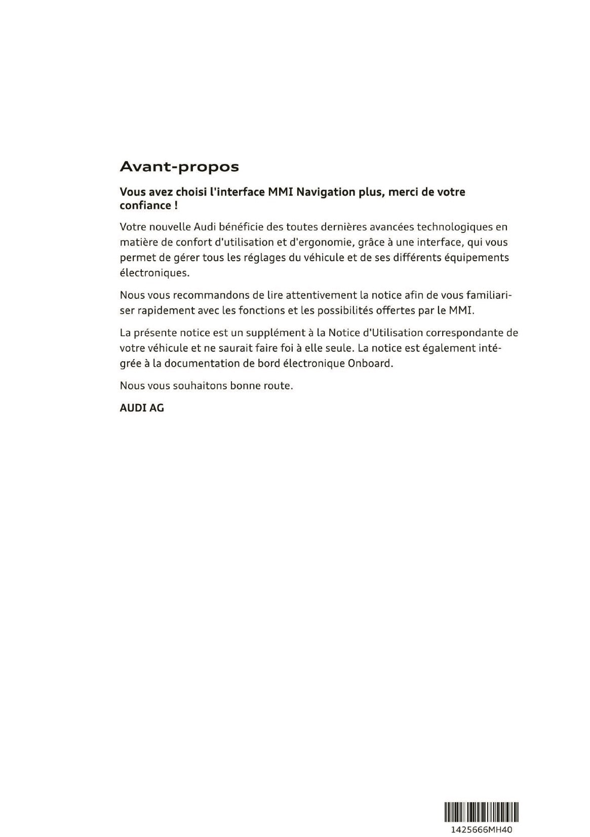 2013-2014 Audi MMI Navigation Plus Manuel d'Infotainment | Français