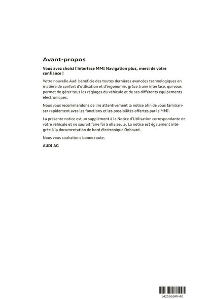 2013-2014 Audi MMI Navigation Plus Manuel d'Infotainment | Français