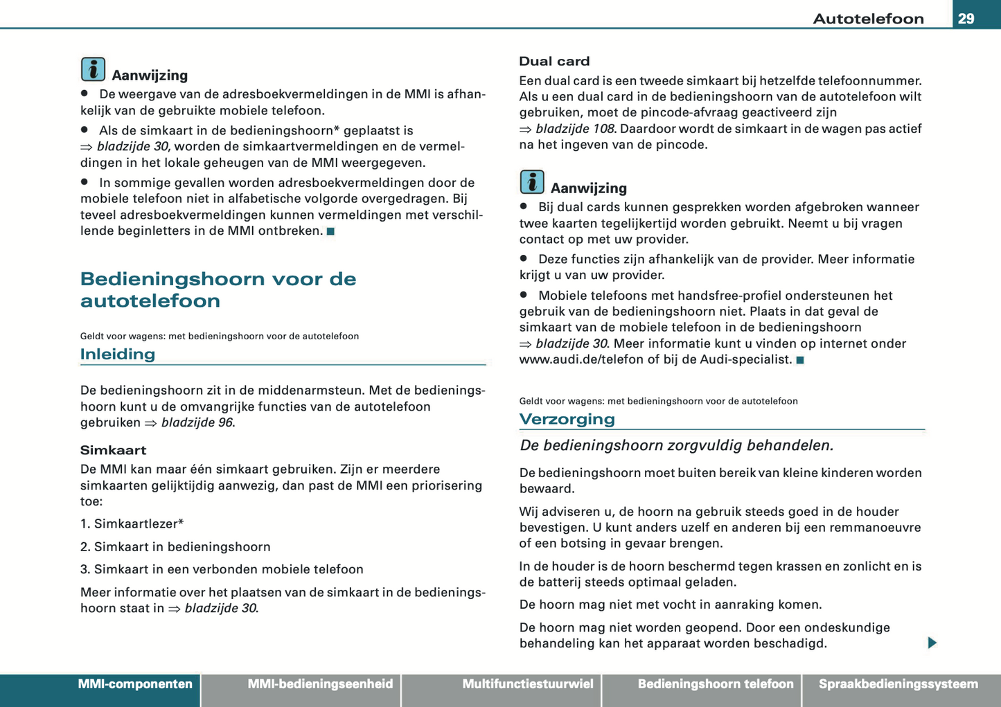 2008-2010 Audi MMI Navigatie Plus Infotainment Handleiding | Nederlands