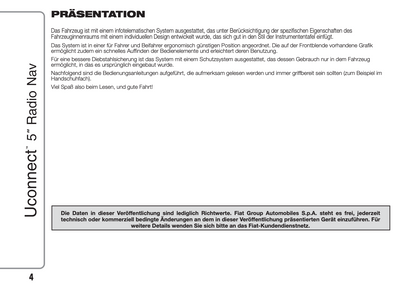 2014-2015 Fiat Ducato Uconnect 5.0 Radio Nav Manual | German