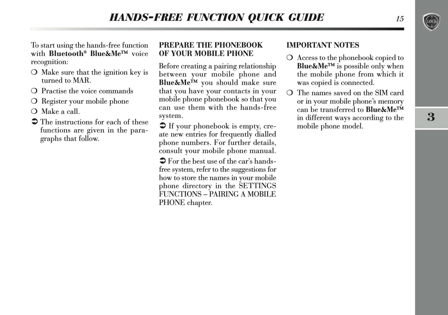 2011-2013 Lancia Delta Blue&Me Instant Nav Manual | English