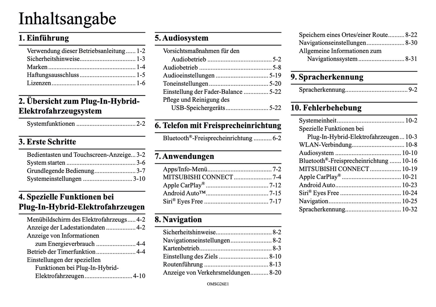 2026 Mitsubishi Outlander PHEV Smartphone Link Display Audio Manual | German