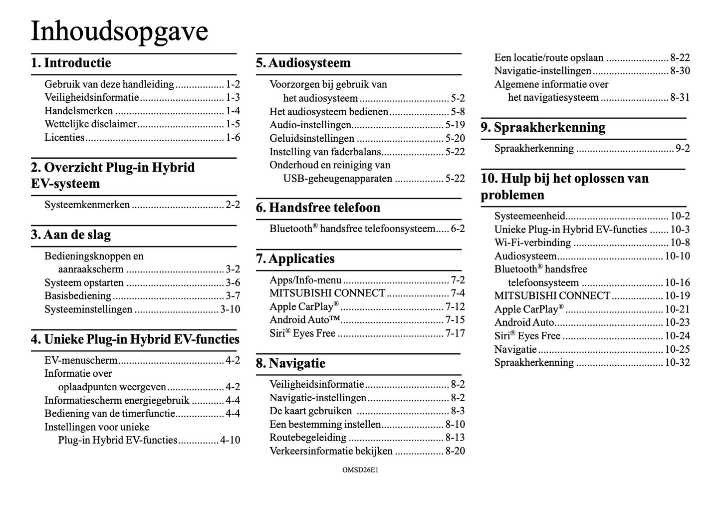 2026 Mitsubishi Outlander PHEV Smartphone Link Display Audio Manual | Dutch