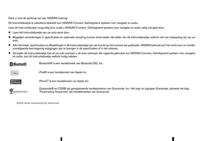 2016-2018 Nissan Connect Infotainment Handleiding | Nederlands