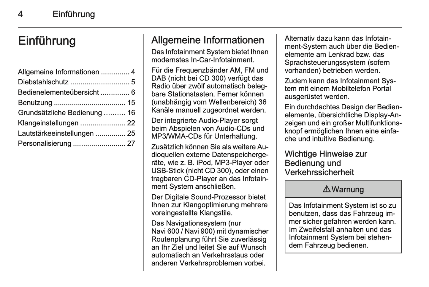 2012 Opel Zafira Tourer Infotainment-Handbuch | Deutsch