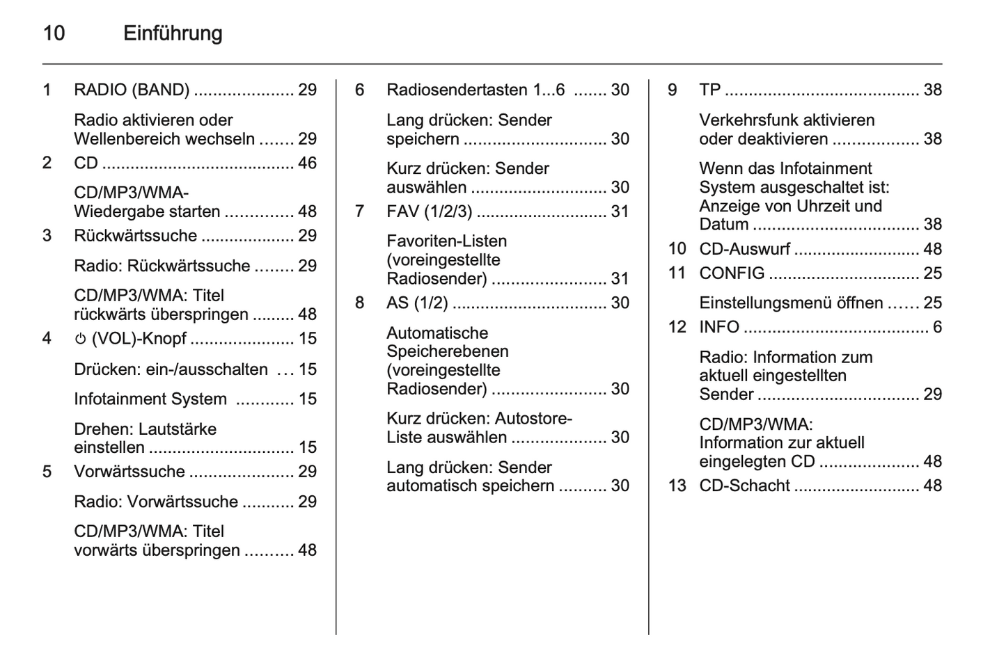 2012 Opel Zafira Tourer Infotainment-Handbuch | Deutsch