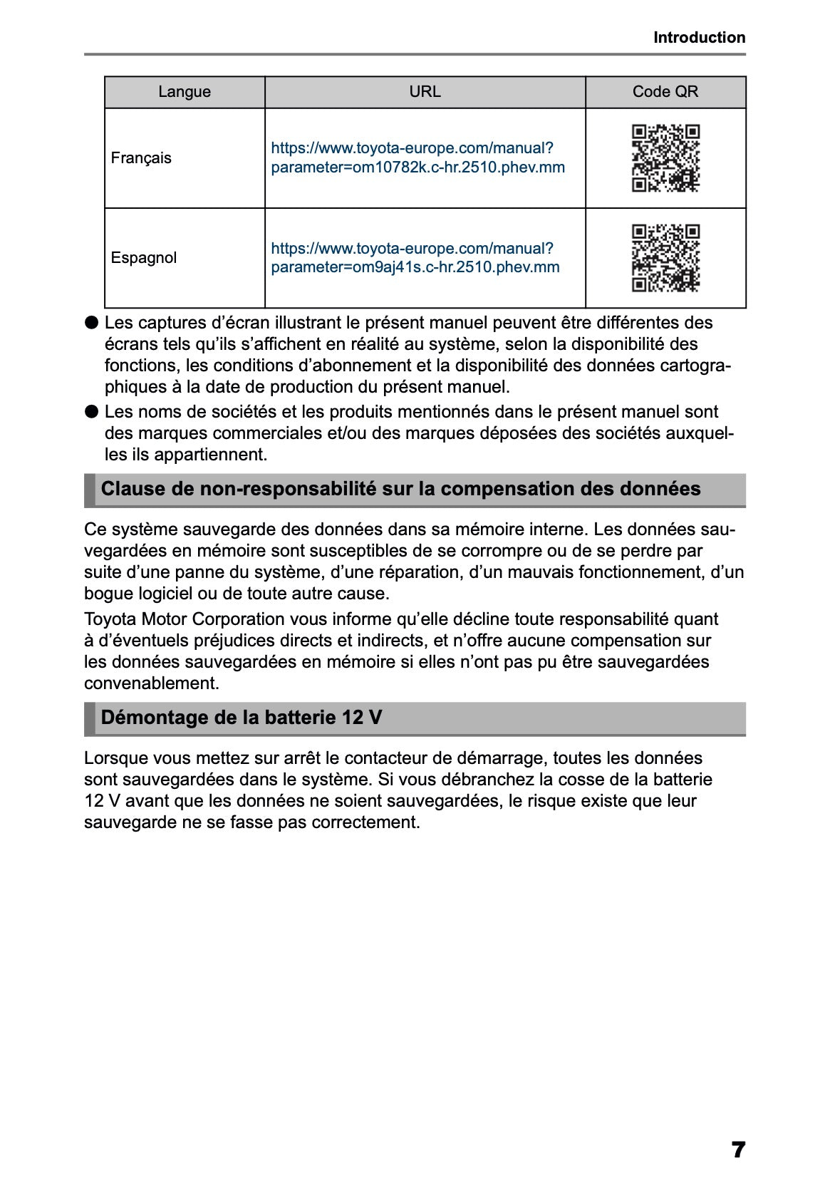 2025-2026 Toyota C-HR HEV/PHEV Navigation Manual | French