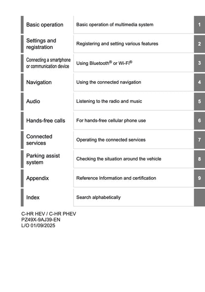 2025-2026 Toyota C-HR HEV/PHEV Navigation Manual | English