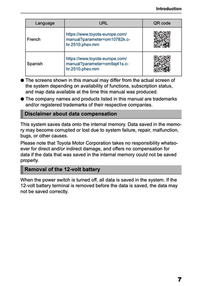 2025-2026 Toyota C-HR HEV/PHEV Navigation Manual | English