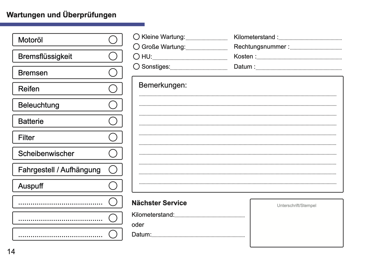 BMW Maintenance Book | German