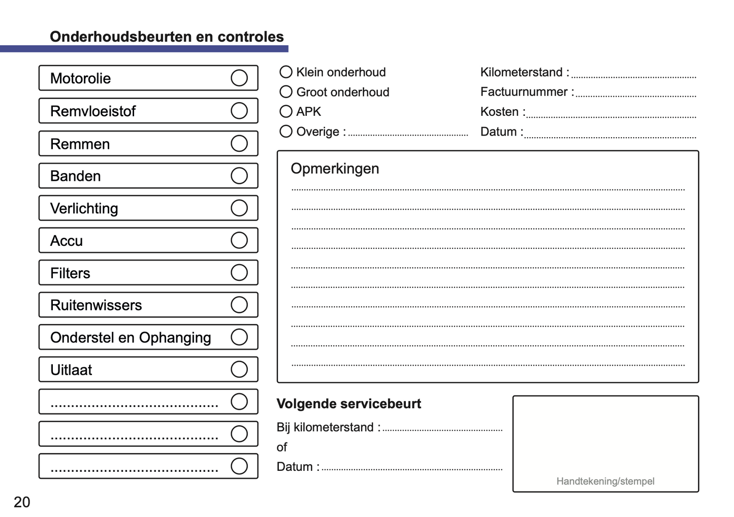 BMW Maintenance Book | Dutch