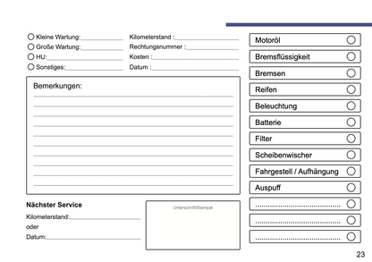 DS Automobiles Maintenance Book | German