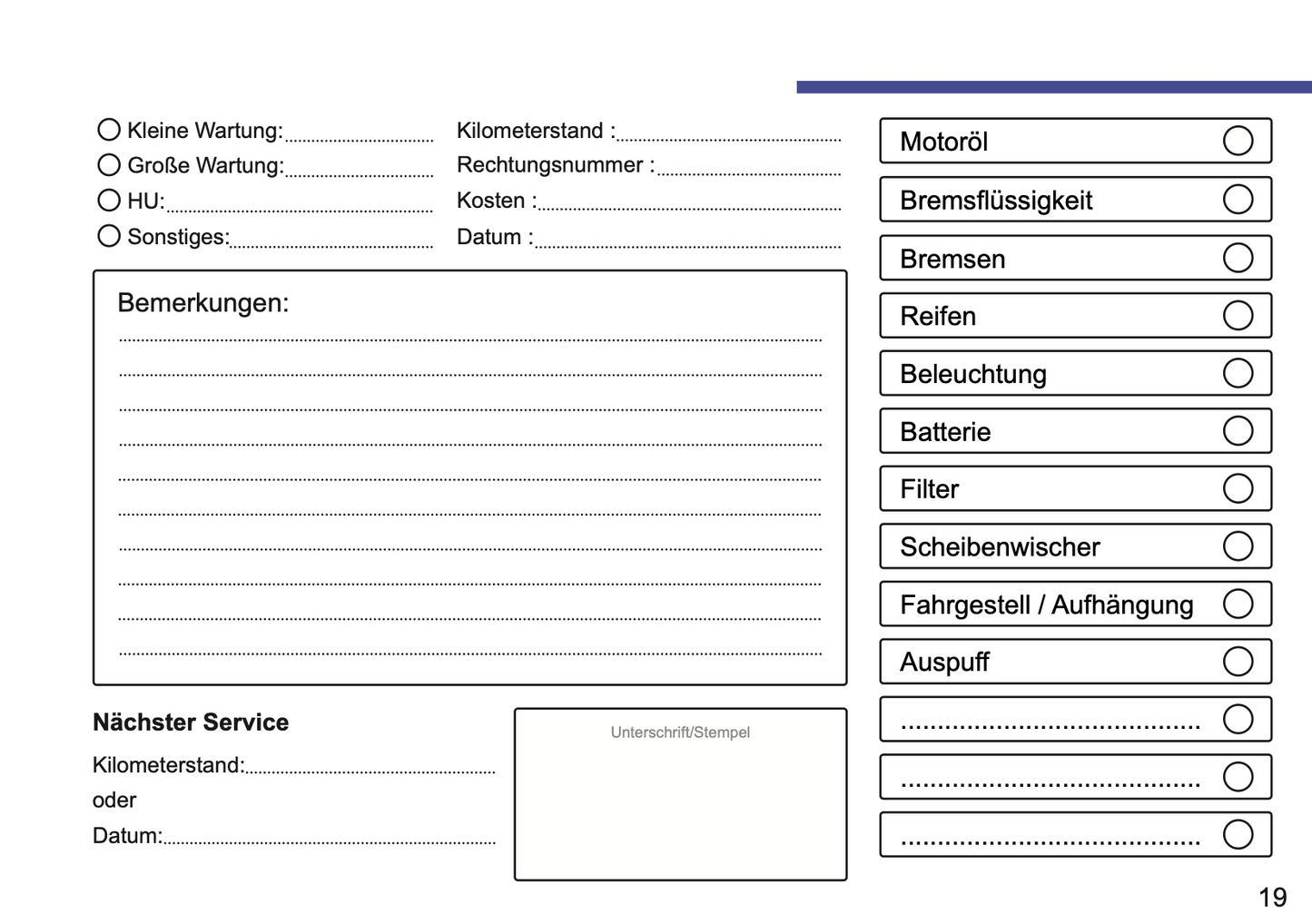 Serviceheft Fiat | Deutsch