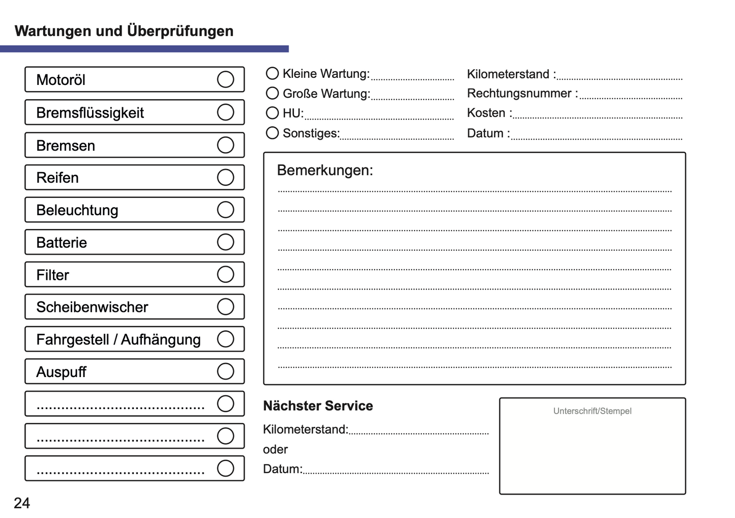 Serviceheft Fiat | Deutsch