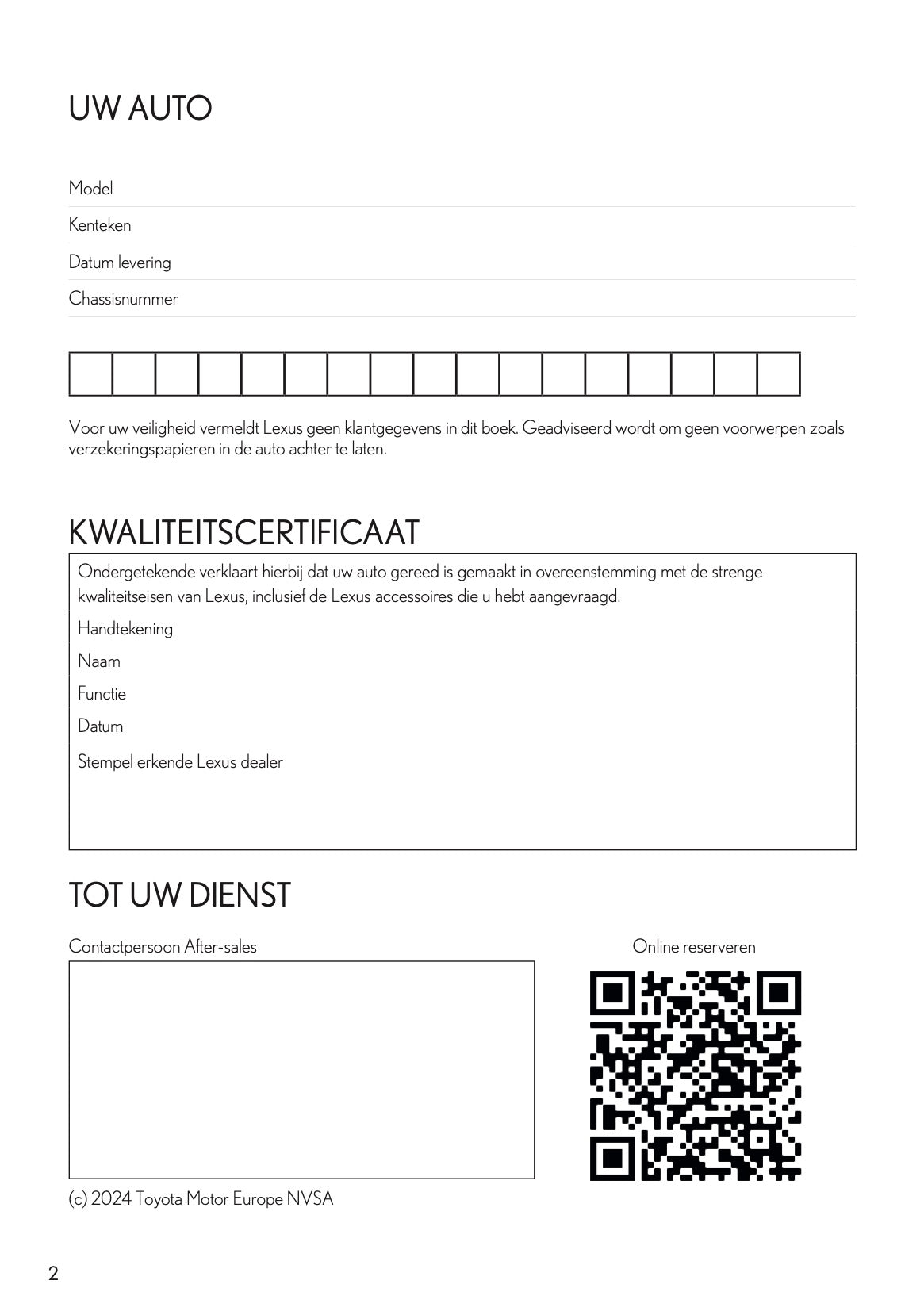 2024 Lexus Maintenance Book | Dutch