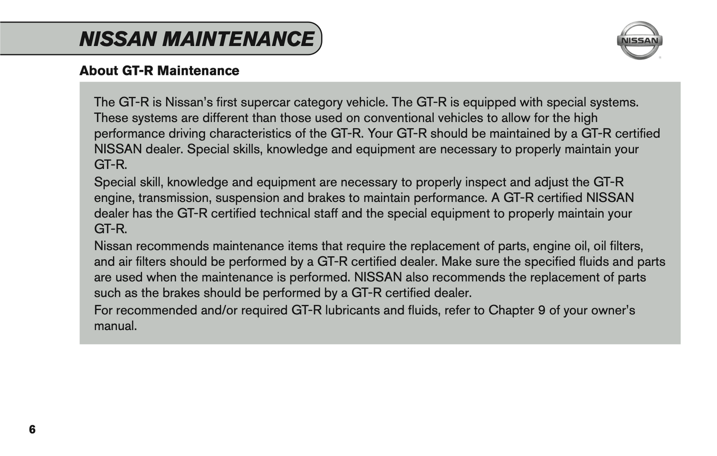 2016 Nissan GT-R Service & Maintenance Guide | English