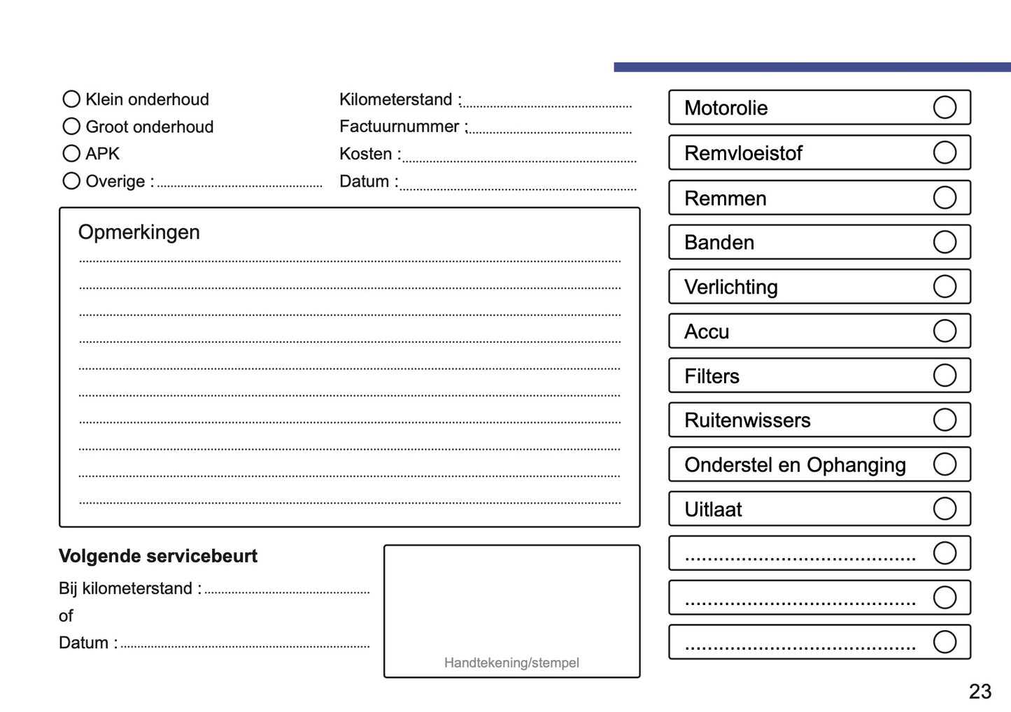 Seat Maintenance Book | Dutch