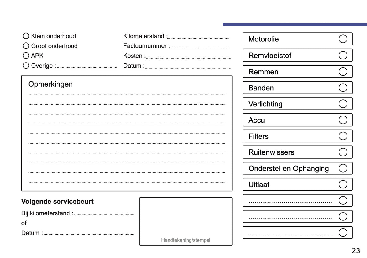Suzuki Maintenance Book | Dutch