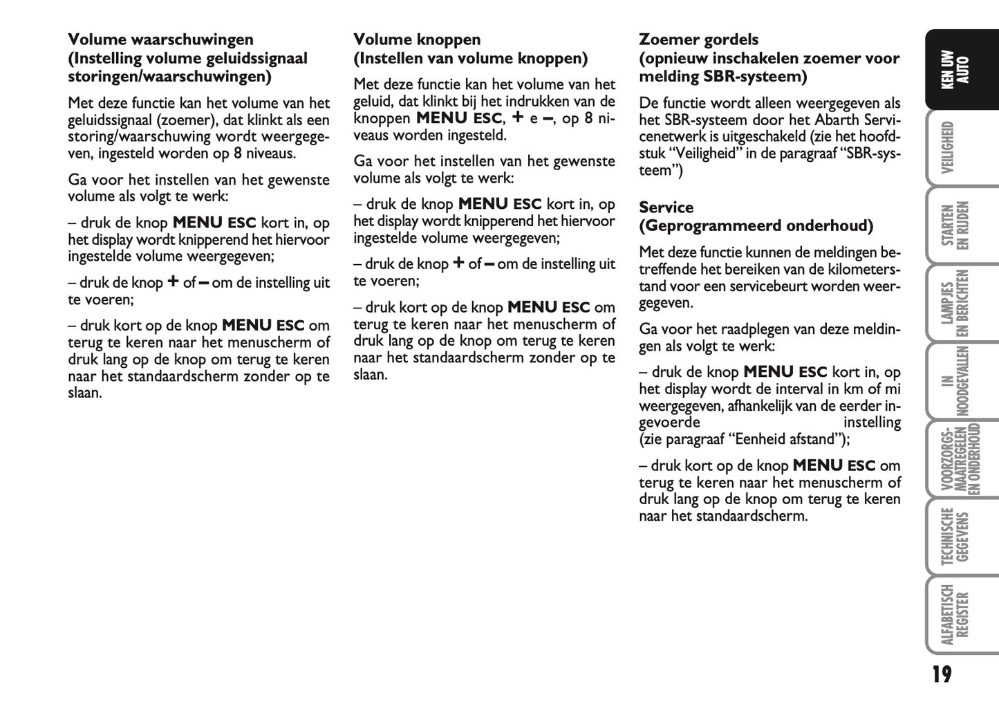 2010-2011 Abarth 500 Owner's Manual | Dutch