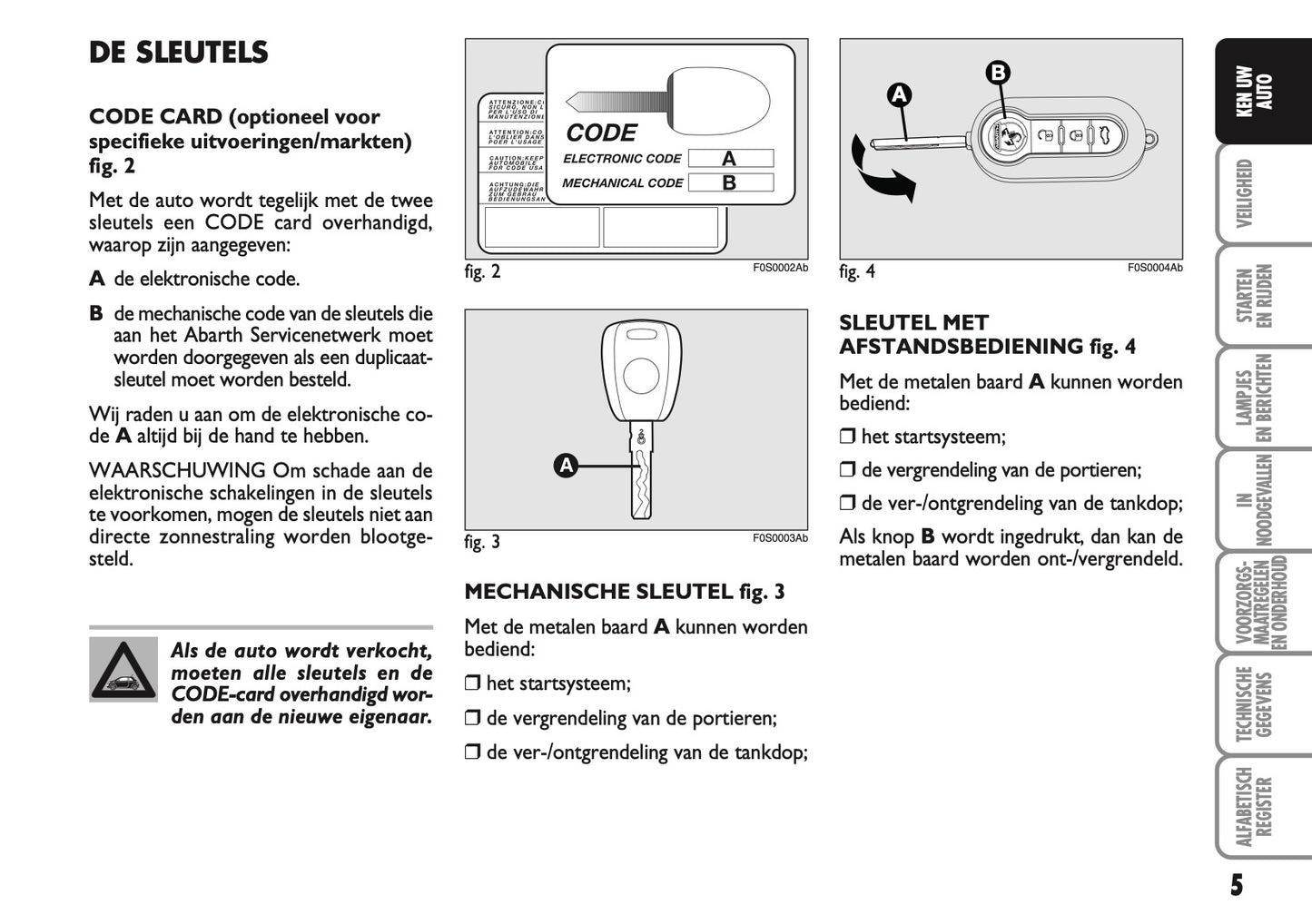 2010-2011 Abarth 500 Owner's Manual | Dutch