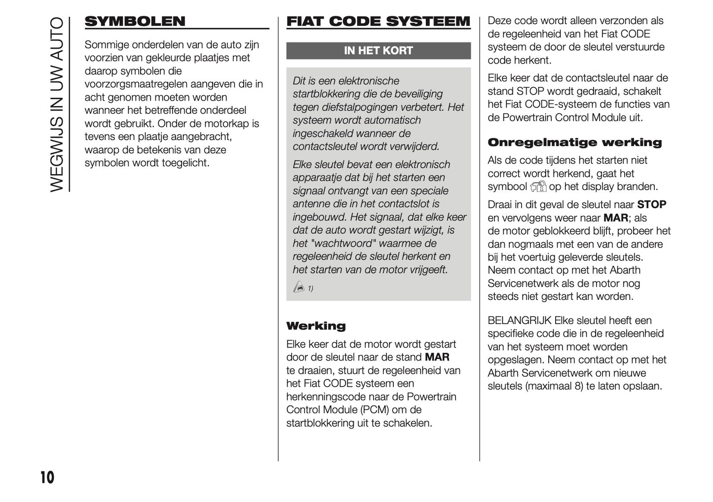 2014 Abarth 500 Owner's Manual | Dutch