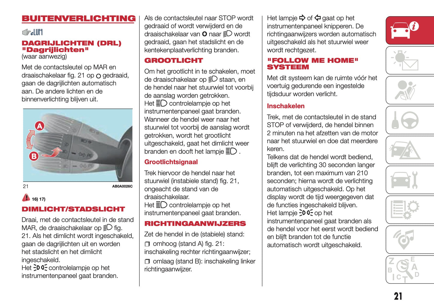 2016-2017 Abarth 500/595 Owner's Manual | Dutch