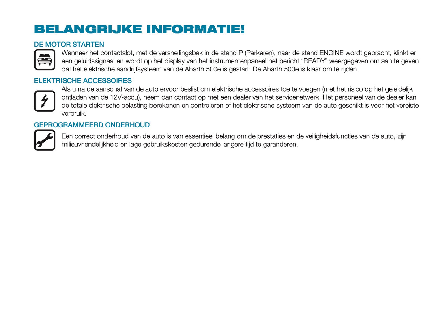 2024-2025 Abarth 500e Gebruikershandleiding | Nederlands