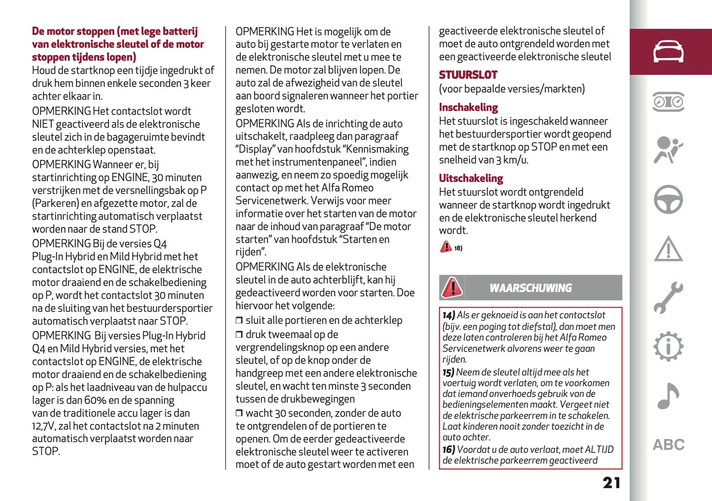 2024-2025 Alfa Romeo Tonale Owner's Manual | Dutch