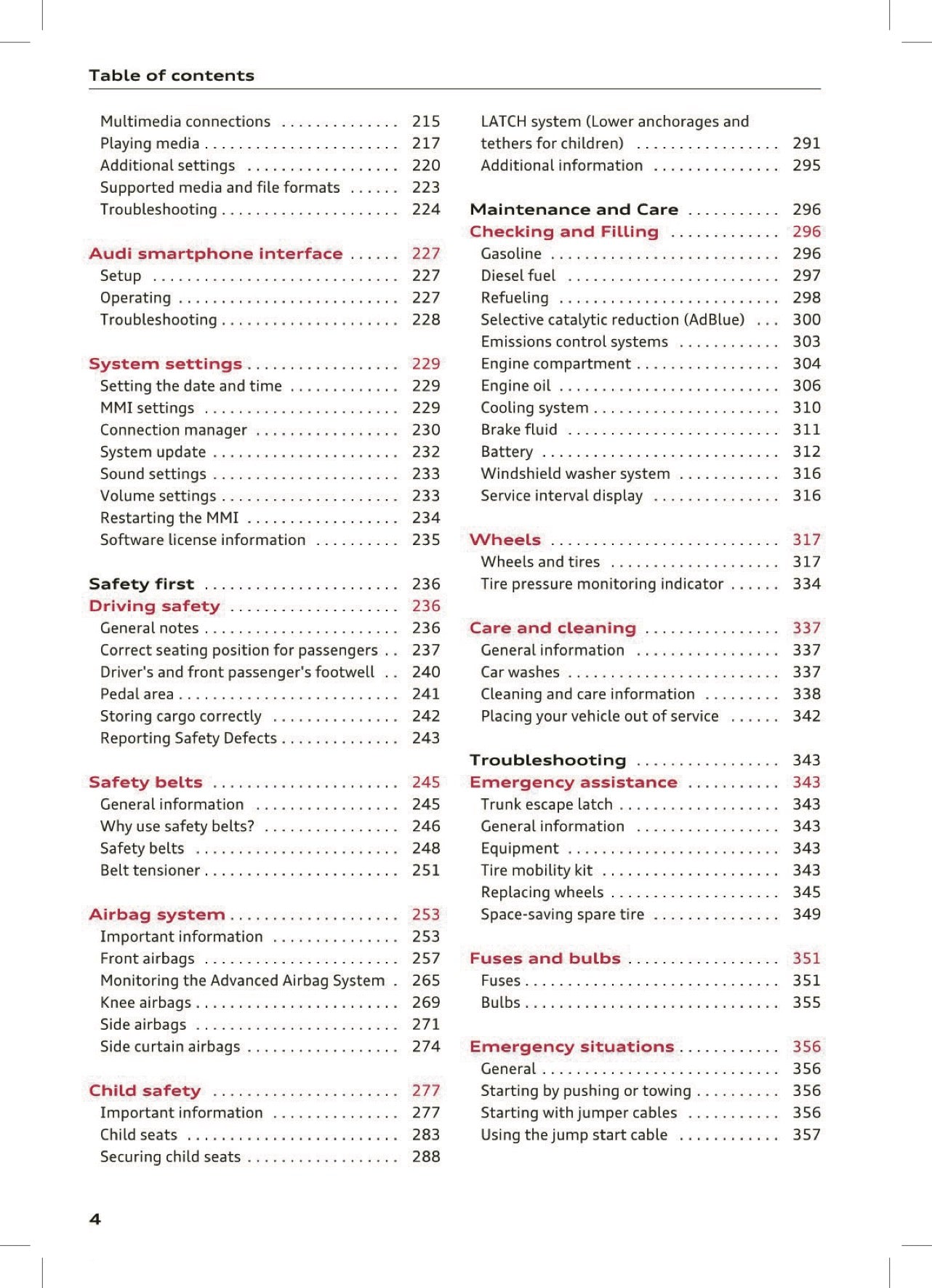 2017 Audi A4 Owner's Manual | English US