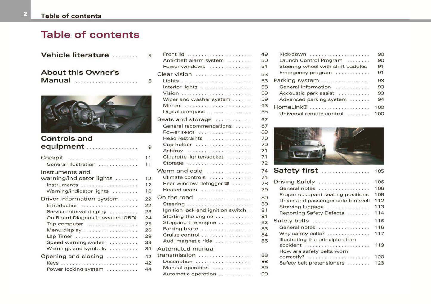 2008 Audi R8 Gebruikershandleiding | Engels