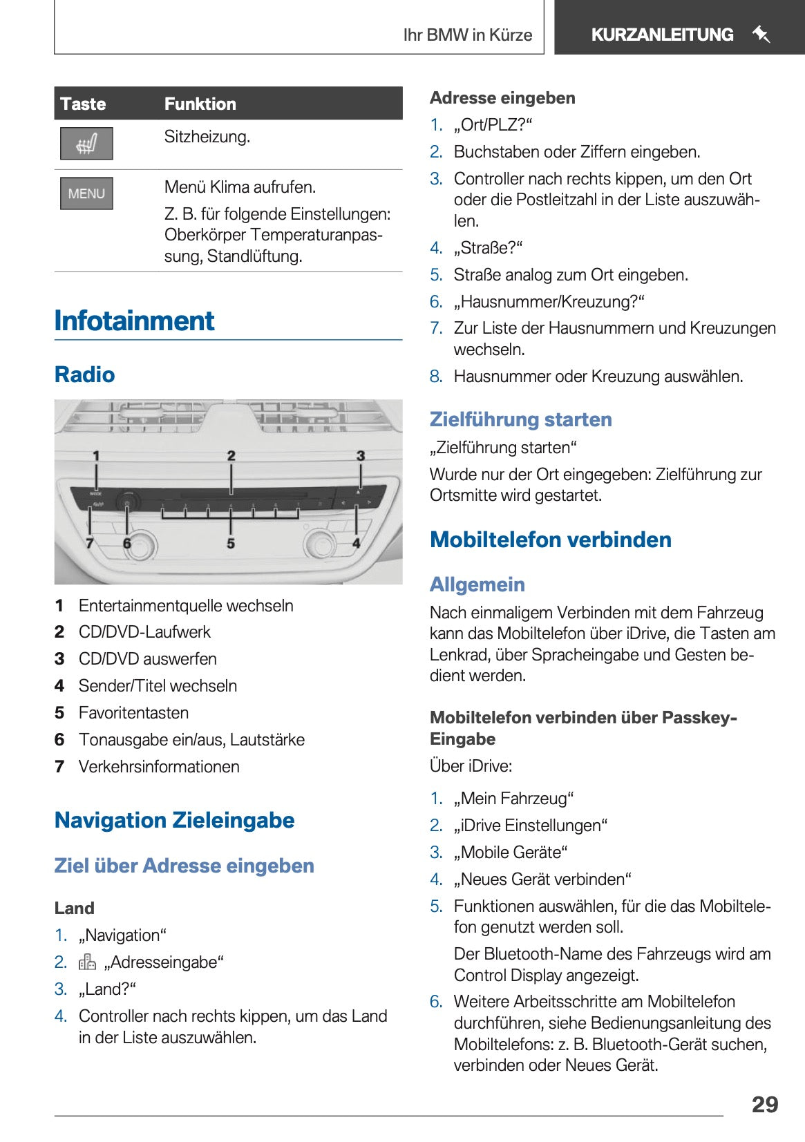 2018 BMW 5 Series Touring Owner's Manual | German