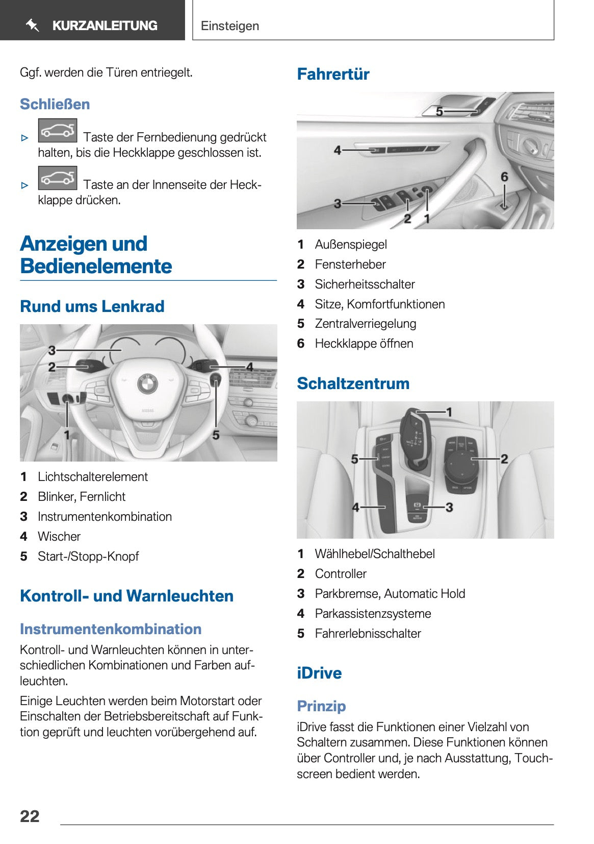 2019 BMW 5 Series Touring Bedienungsanleitung | Deutsch